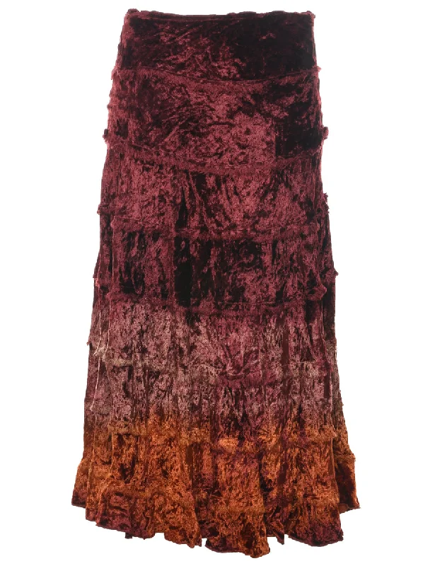 Best Seller Velour Dark Brown Y2K Midi Skirt - L