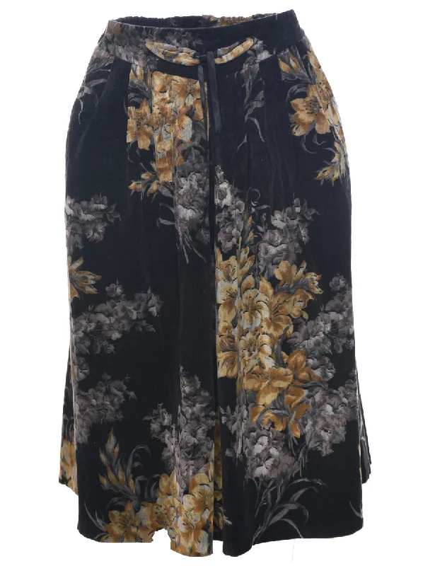 Exclusive Savings Velvet Floral Midi Skirt - S