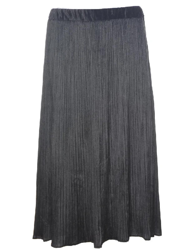 Exclusive Deal Velour Black Midi Skirt - M