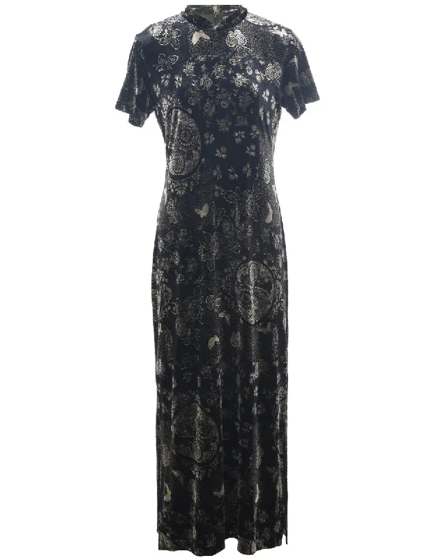 Midnight Sale Velvet Black Evening Dress - S