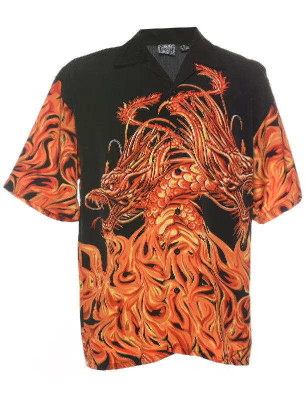 Don't Miss Out Y2K Dragon Print Shirt - M