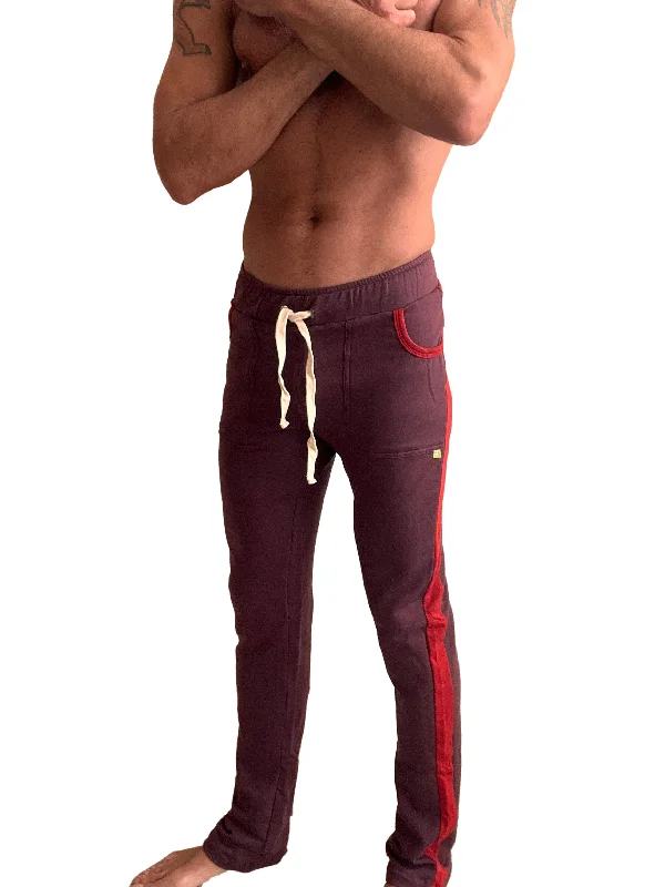 Reduced Rates **Winter Collection** MID-Weight Luxury-Fleece Track & Lounge Sweat Pant (Burgundy w/Red))