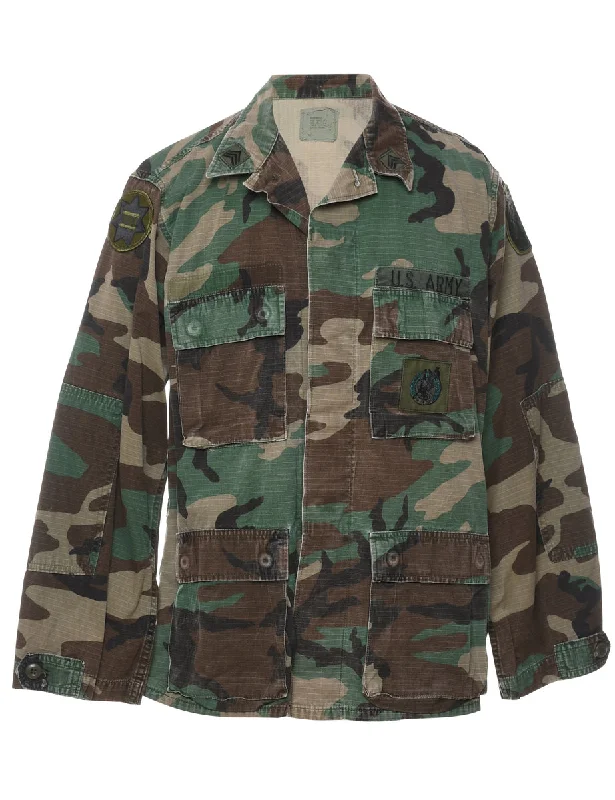 Weekend Specials to Grab U.S Army Woodland Camouflage Print Military Jacket - M