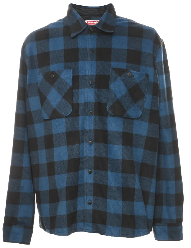 Instant Savings Wrangler Blue & Black Checked Shirt - XL