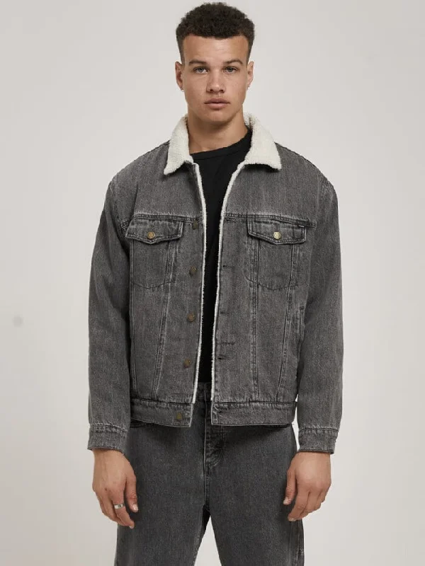 Today’s Special Oversized Sherpa Wanderer Denim Jacket - Asphalt Grey
