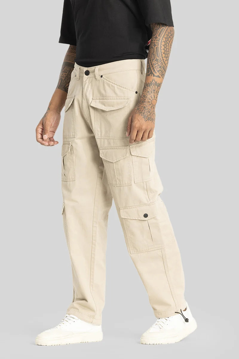 Best Choice Nils Loose Fit Beige Cargo Pants