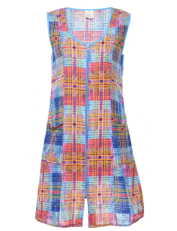 Massive Deal Zip Front Checked Shift Dress - S