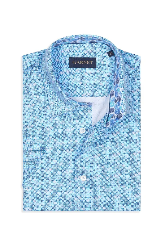 Hurry In Stretch Printed Geometric Shirt