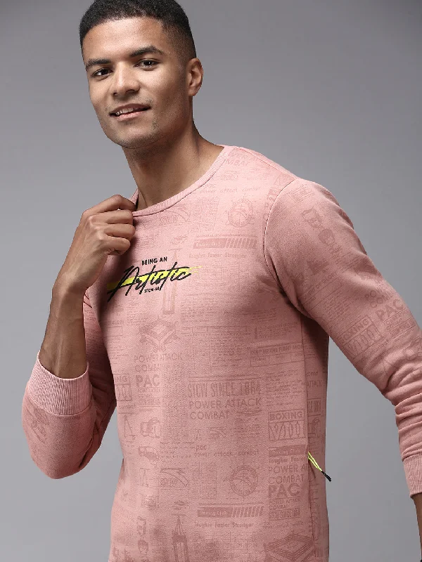 Weekend Savings Sensation Men Pink Printed Sweatshirt