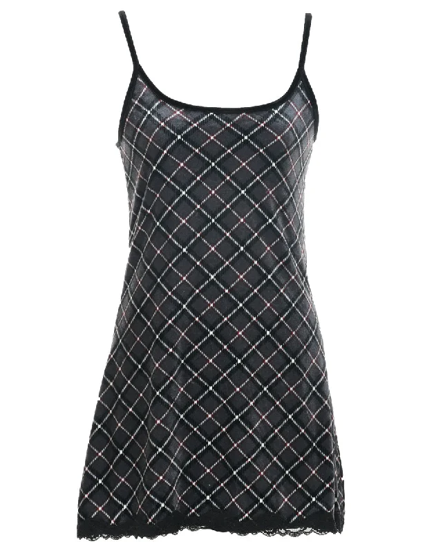 Exclusive Preview Velvet Checked Evening Dress - XS
