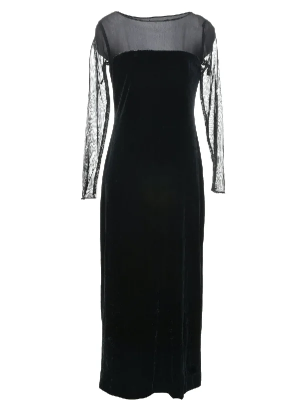 Special Promotion Velvet Black Evening Dress - S
