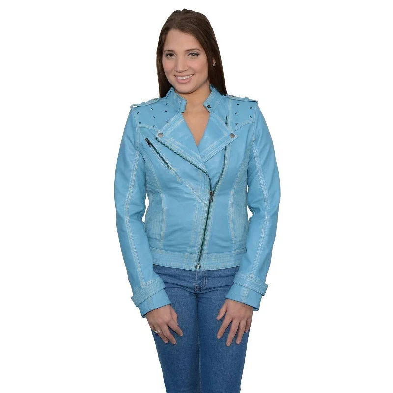 Low Cost Milwaukee Leather Women's Maiden Aqua Premium Sheepskin Motorcycle Fashion Leather Jacket with Studs SFL2840 Low Cost Milwaukee Leather Women's Maiden Aqua Premium Sheepskin Motorcycle Fashion Leather Jacket with Studs SFL2840