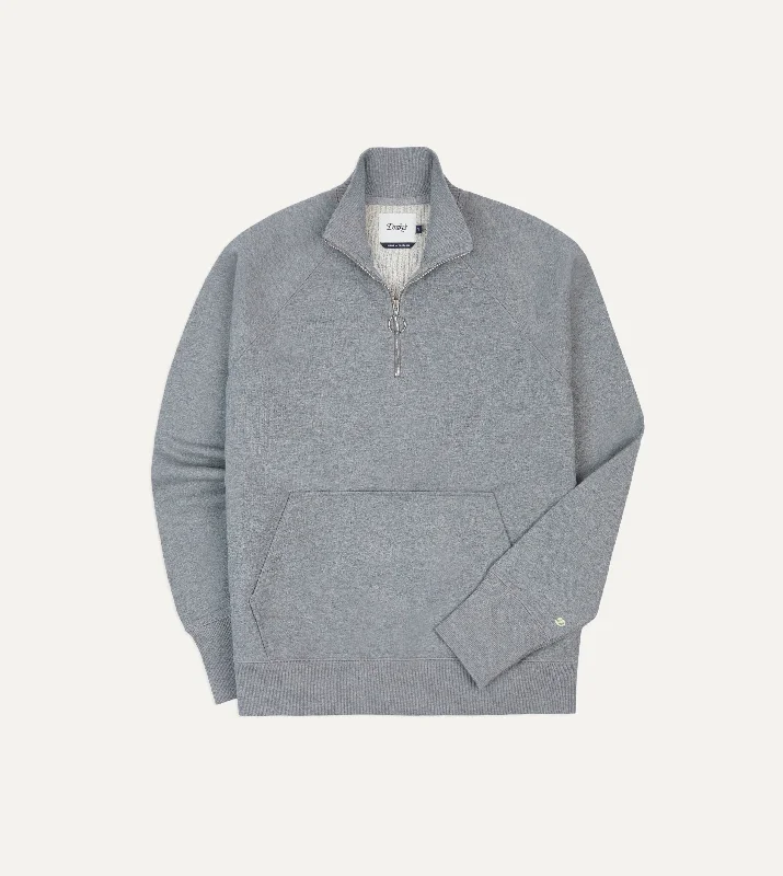 Unbeatable Prices Grey Cotton Quarter Zip Sweatshirt