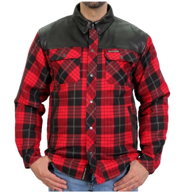 Act Now Hot Leathers Kevlar Reinforced Leather And Red Check Flannel Jacket / Shirt Act Now Hot Leathers Kevlar Reinforced Leather And Red Check Flannel Jacket / Shirt