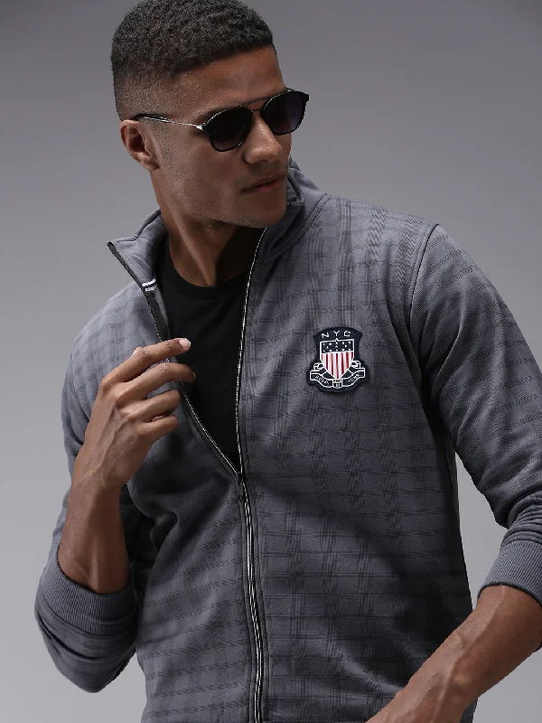 Weekend Offers That Tempt Men Grey Checked Sweatshirt