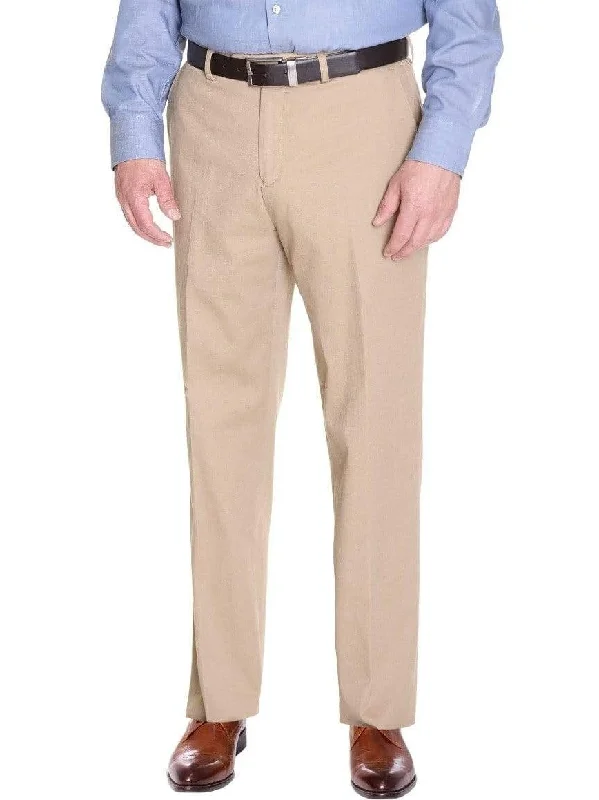 Discount Deals Michael Kors Mens Solid Tan Flat Front Cotton Casual Chino Khaki Pants