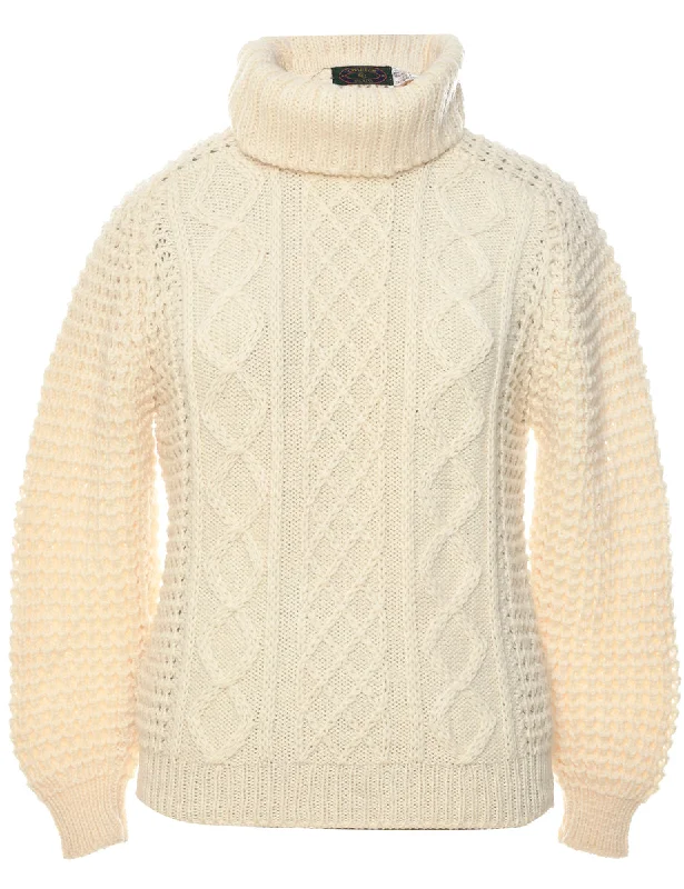 Weekend Deals to Brighten Your Day Wool Cable Knit Turtleneck Jumper - S