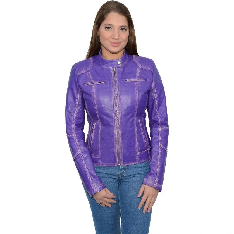 Special Savings Milwaukee Leather SFL2830 Women's Purple Scuba Style Sheepskin Fashion Leather Jacket Special Savings Milwaukee Leather SFL2830 Women's Purple Scuba Style Sheepskin Fashion Leather Jacket