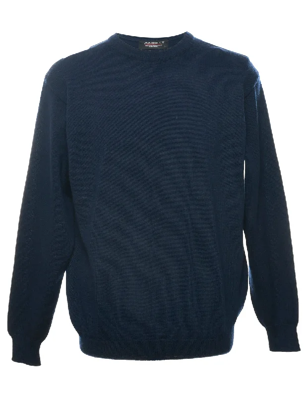 Weekend Discounts to Enjoy Wool Navy Jumper - L