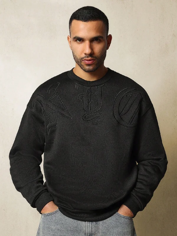 Weekend Offers That Shine Oversized Fit Sweatshirt With NYC Applique Embroidery