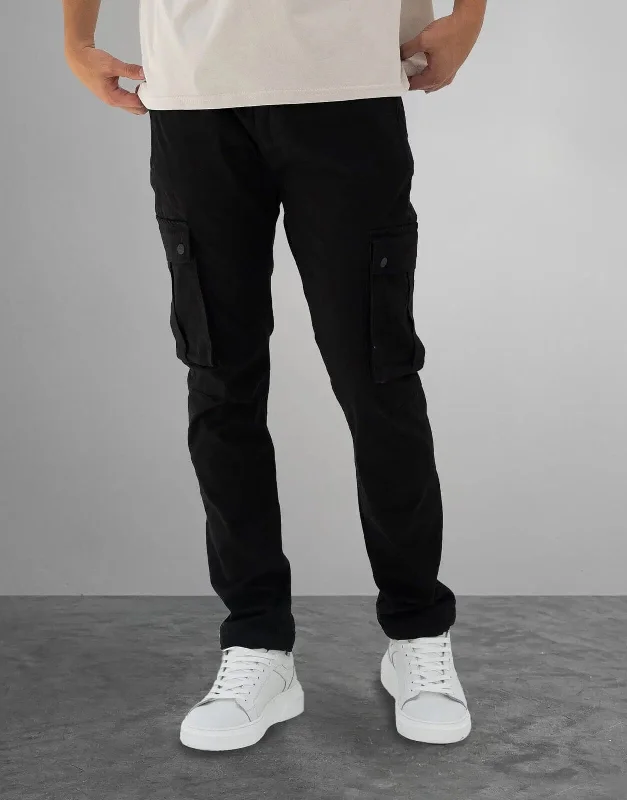 Hurry Up Fade Essential Cargo Black Pants