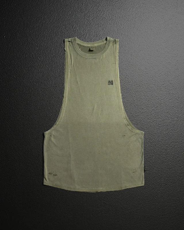 Online Specials MOTO DISTRESSED BRO TANK - OLIVE