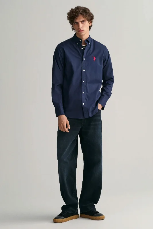 Don't Miss Polo Republica Men's Embroidered Button-Down Casual Shirt