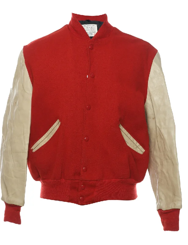 Weekend Offers That Delight Two-Tone Beige & Red Contrast Team Jacket - L