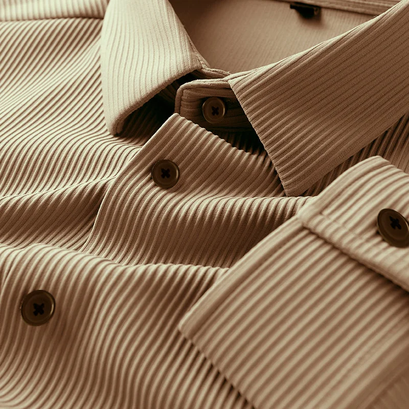 Early Access Casual Shirt For Men's Long Sleeve Striped Self Cord-Light Brown