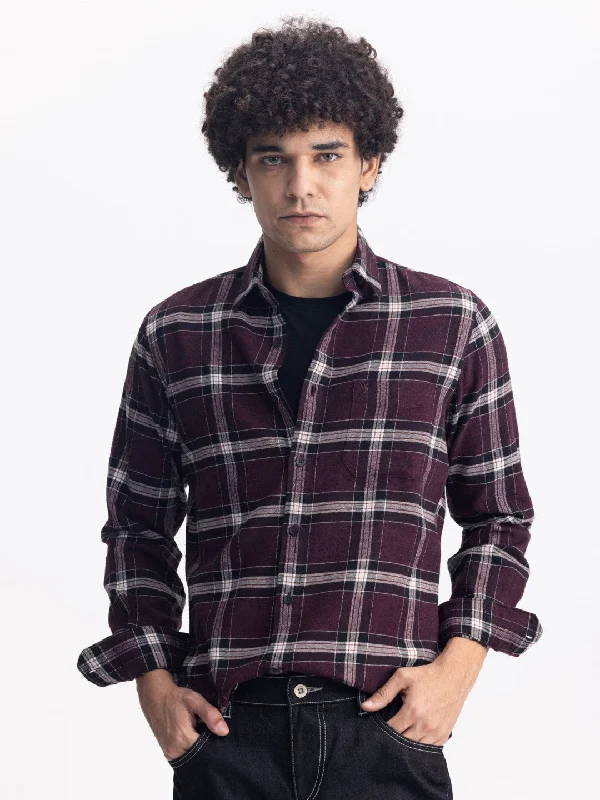 Season Finale Sale Maroon Cotton Checks Shirt