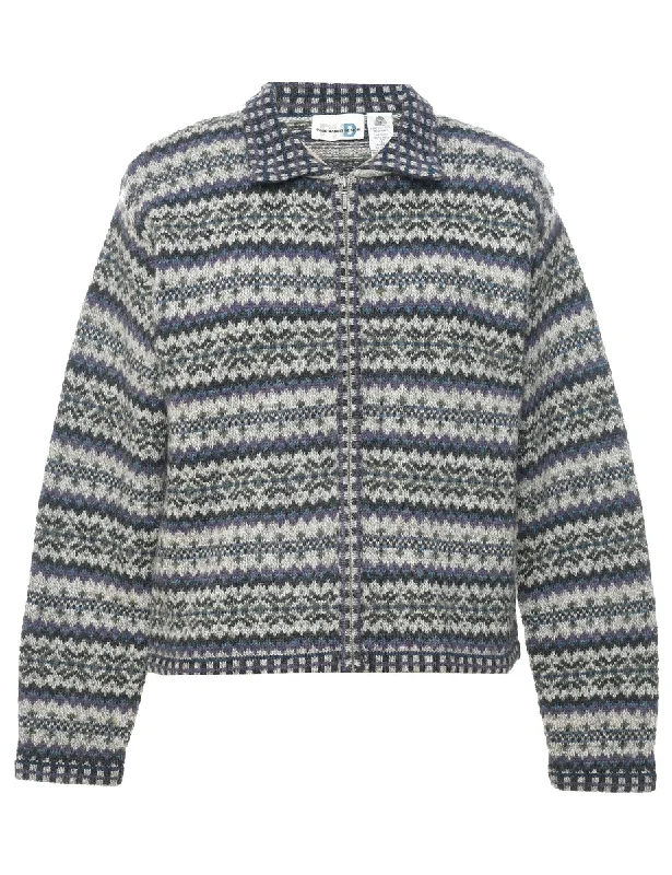 Weekend Discounts to Grab Wool Nordic Cardigan - L