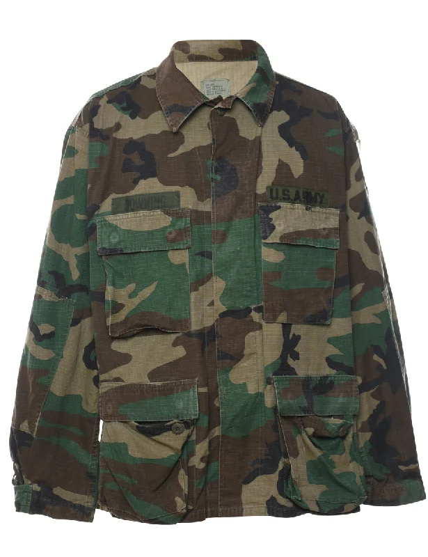 Year-End Clearance Woodland Camouflage Print U.S Military Jacket - L