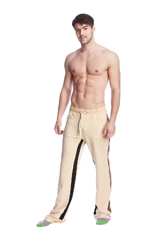 Extra Savings Tri-Color Stretch Eco-Track & Yoga Sweat Pant (Sand w/Chocolate & Black) Extra Savings Tri-Color Stretch Eco-Track & Yoga Sweat Pant (Sand w/Chocolate & Black)