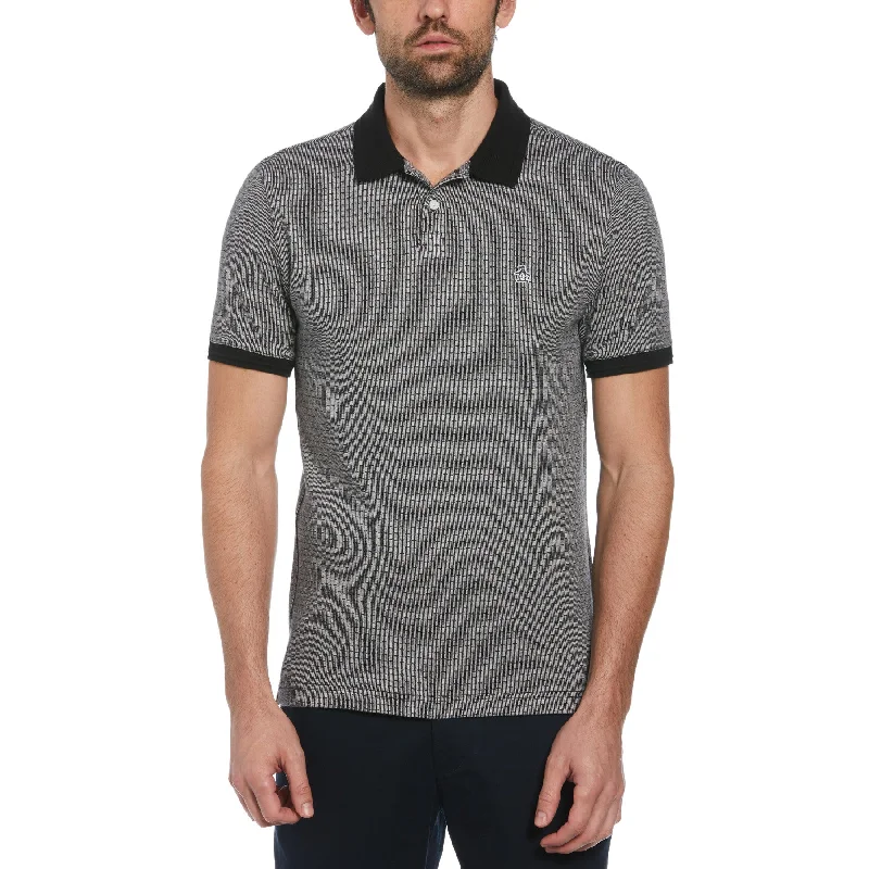 Buy More, Save More Cotton Pique Jacquard Polo Shirt In True Black