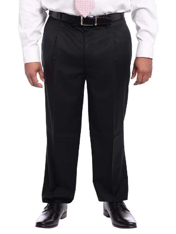 New Deals Arthur Black Classic Fit Solid Black Single Pleated Wool Dress Pants