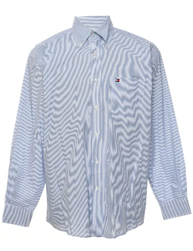Act Fast Tommy Hilfiger Striped Light Blue & White Shirt - M