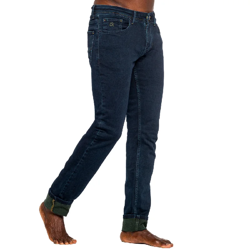 Closeout Navy Slim Fit Jeans w/ Olive Inner Lining
