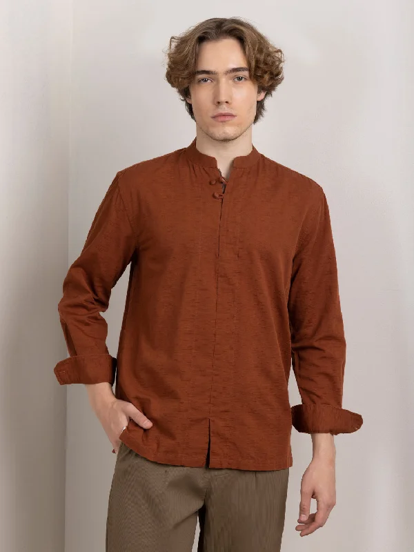The Best Prices Rust Zippered Chinese Collar
