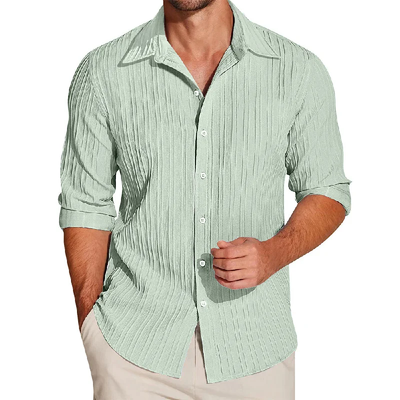 Fantastic Offers Crushed Self Stripe Light Green Shirt