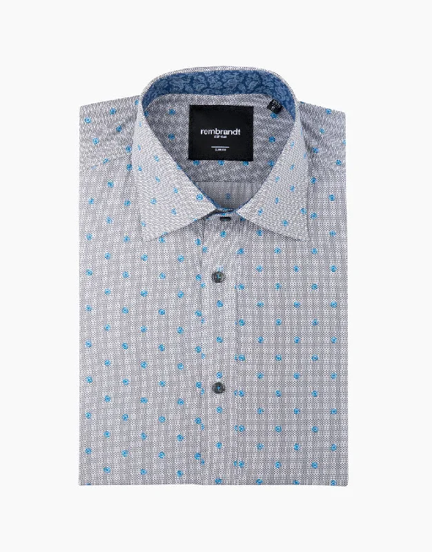 Reduced Prices Barbican Blue & Black Geometric Shirt