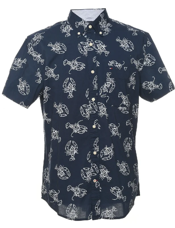 Flash Sale Tommy Hilfiger Navy & White Illustrated Shirt - L