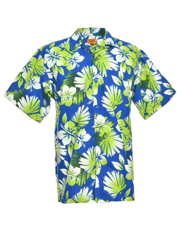 Online Exclusive Tropical Blue & Green Y2K Hawaiian Shirt - M