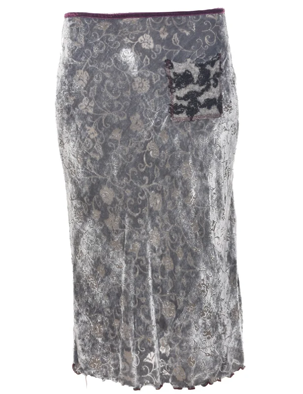 Holiday Sale Velour Grey Midi Skirt - S