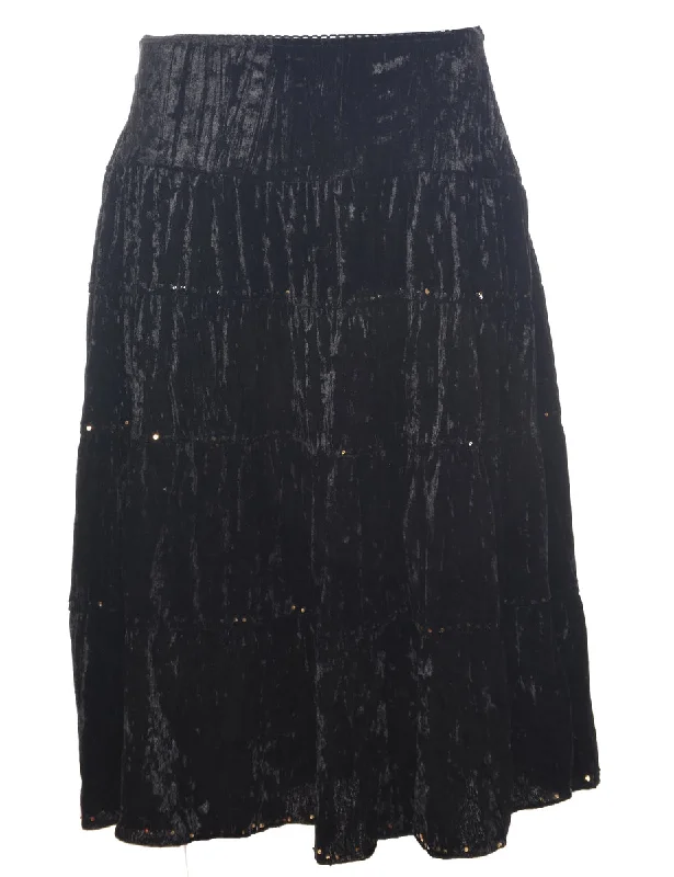 Flash Sale Velour Black Midi Skirt - S