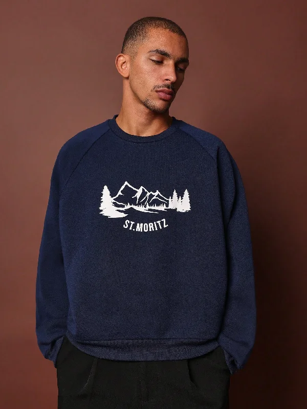 Value Deals Oversized Fit Raglan Sweatshirt With Graphic Print