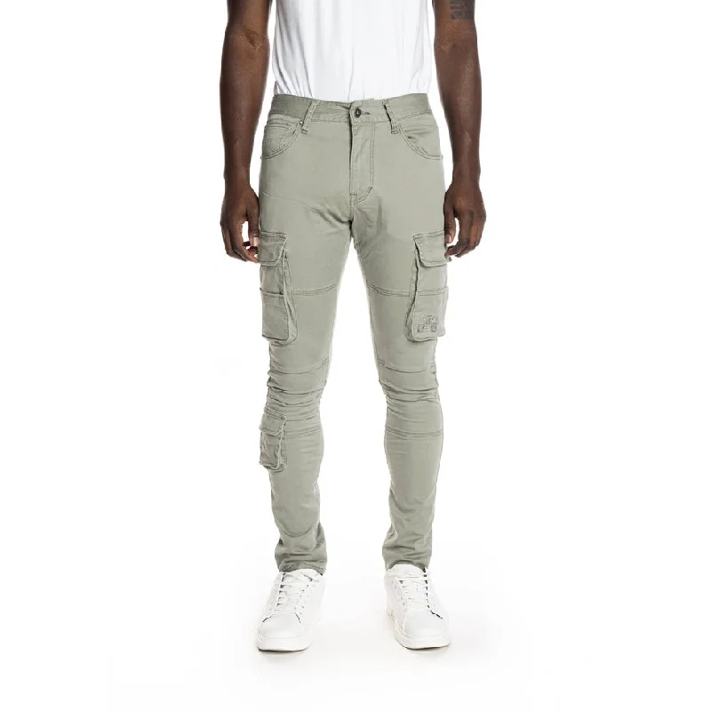 TIME-Limited Offer Slim Tapered Multipocket Cargo Twill Pants - Light Olive