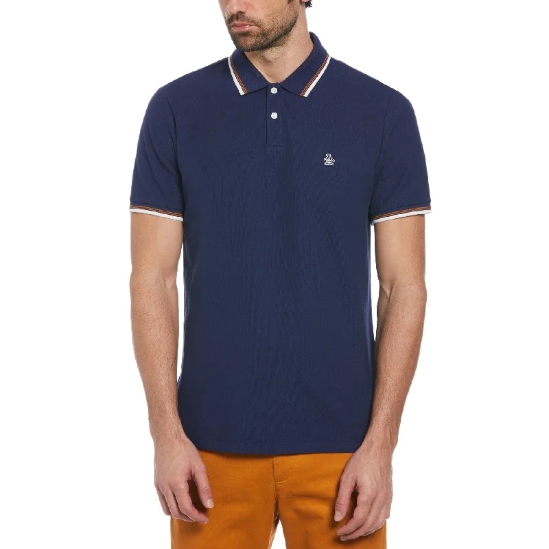 Today’s Special Organic Cotton Pique Polo Shirt With Tipped Collar In Medieval Blue