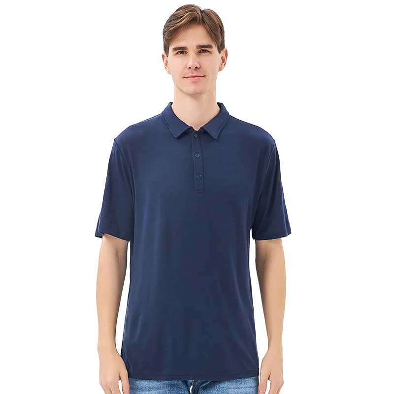 Time-Limited Offer Men's Merino 170g Short Sleeve Polo Navy