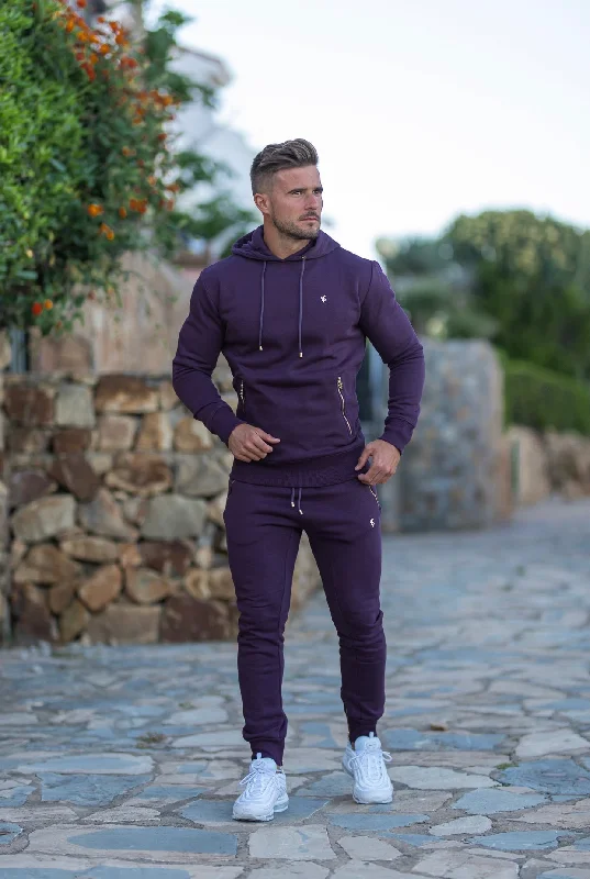 Weekend Specials to Relish Father Sons Plum / Purple & Gold Overhead Hoodie Top with Zipped Pockets - FSH485 Weekend Specials to Relish Father Sons Plum / Purple & Gold Overhead Hoodie Top with Zipped Pockets - FSH485