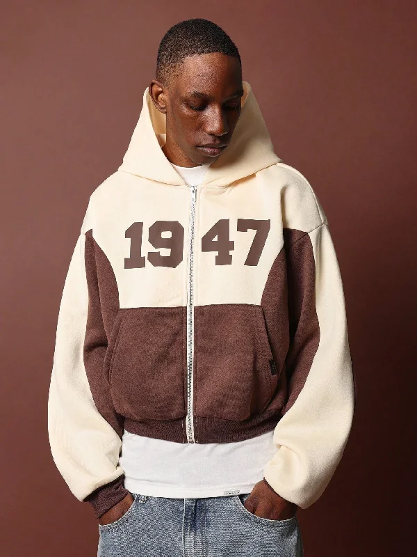 Price Reduction Crop Zip Through Colour Block With Number Graphic Print
